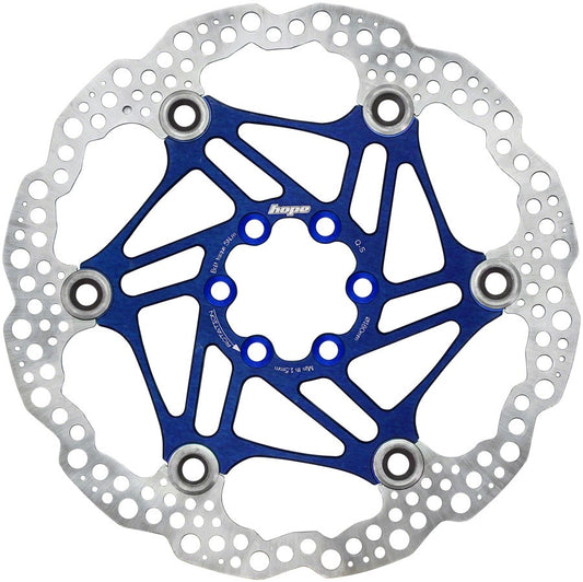Hope 180mm Blue Floating Disc Brake Rotor - 6-Bolt Bicycle Part