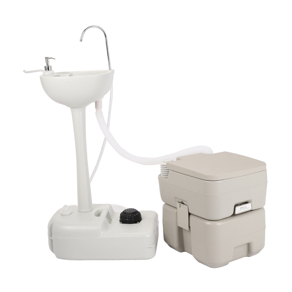 Portable Toilet with Sink and Hand Washing Station - Camping WC 20L Flush