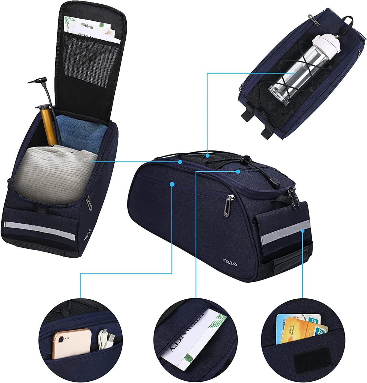 Waterproof Bicycle Rack Bag with Large Capacity and Reflective Strip - Rear Seat Pouch for Cycling