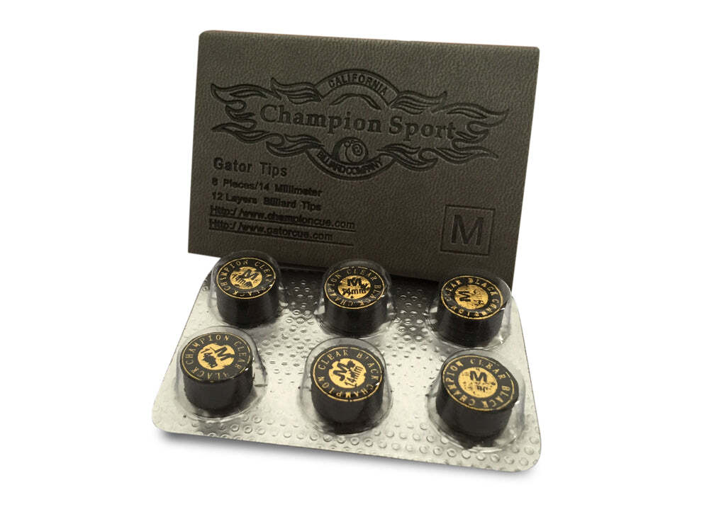 Cue Tip Set - 14mm Gator Soft/Soft-Med 6-Pack | Spin-Enhancing Leather Tips