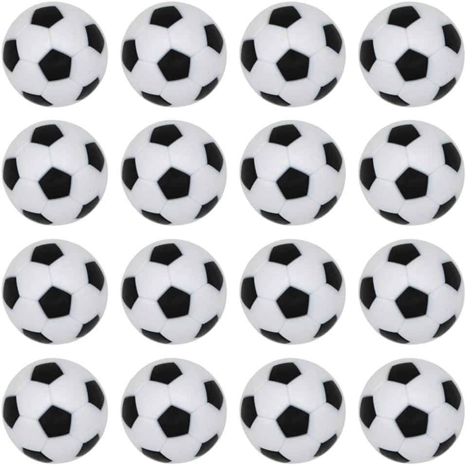 32mm Foosball Balls - 16 Pcs Official Mini Table Footballs, Black & White