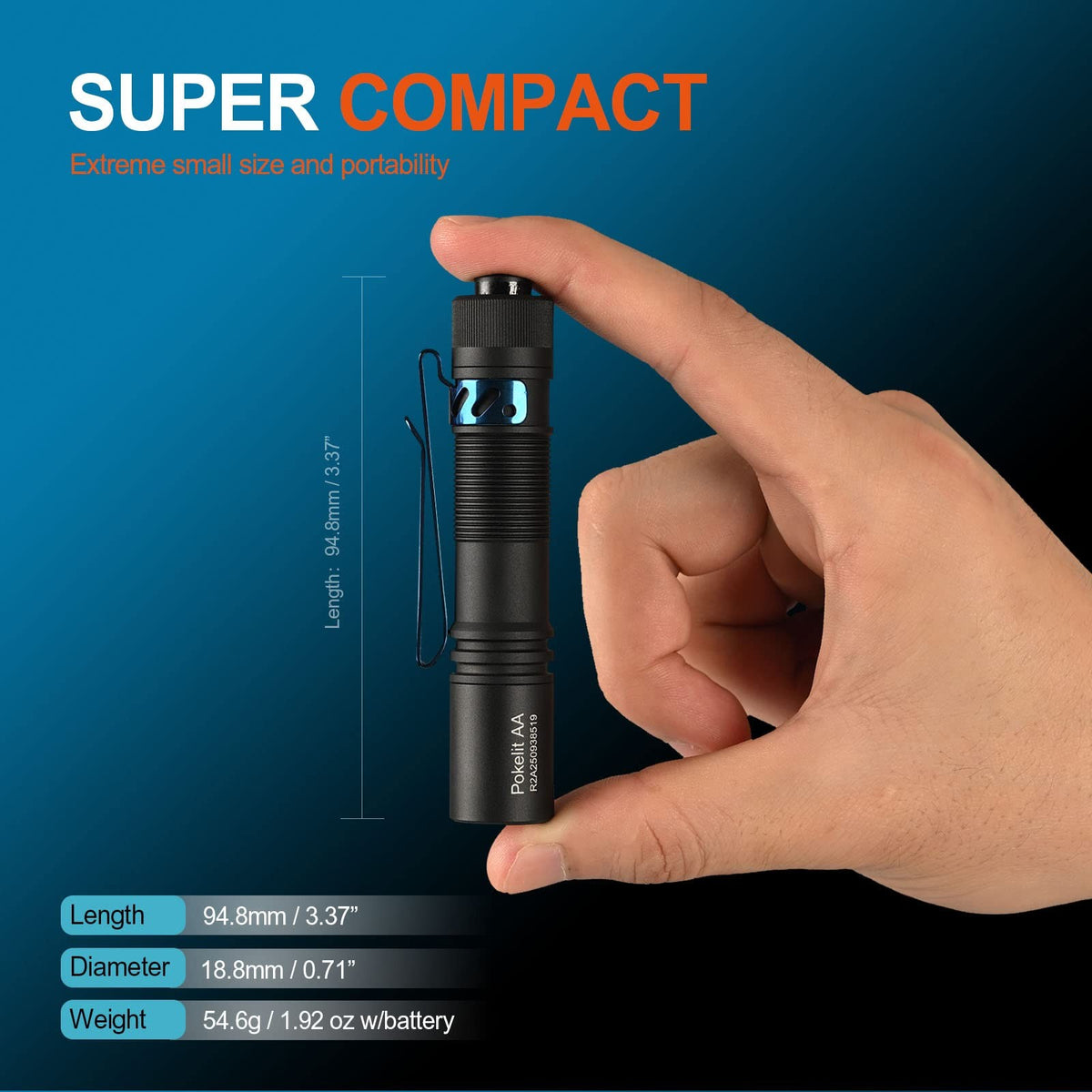 Mini LED Flashlight with Clip - High CRI 90+ Pocket EDC Light, 550 Lumens