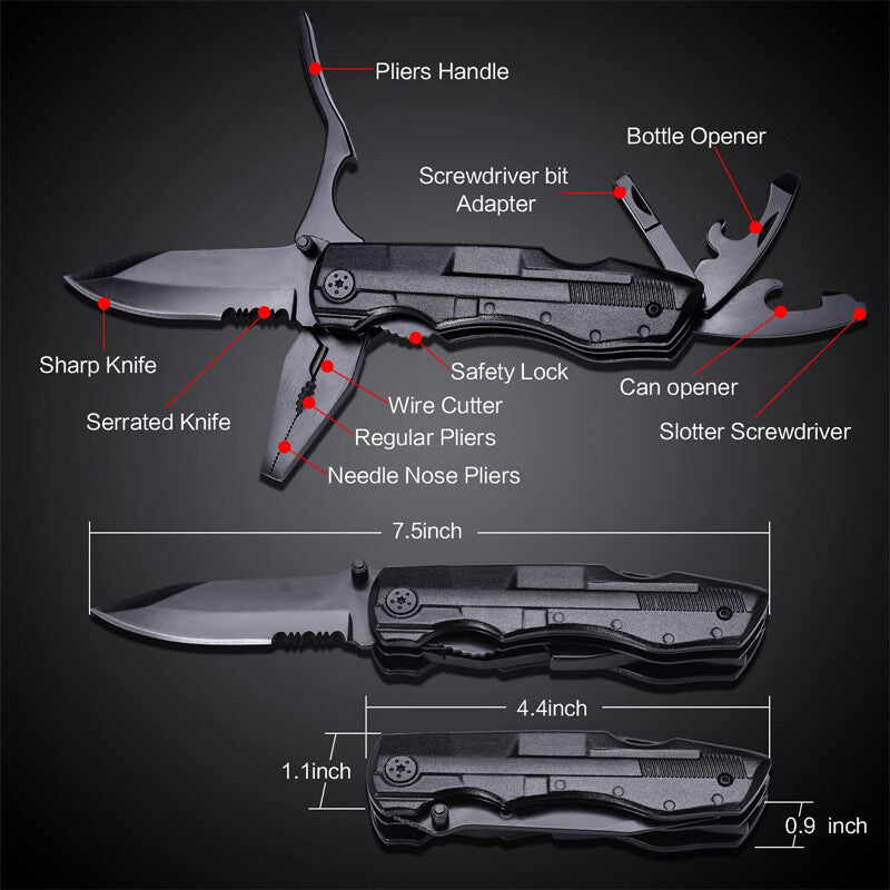 18-in-1 Multi Tool Knife with Pliers and Bits for Outdoor Survival