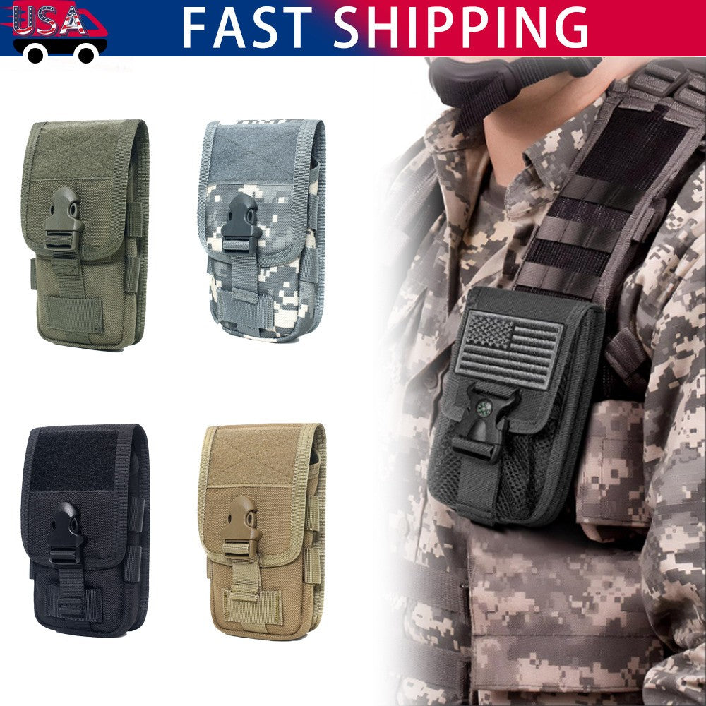 Tactical Molle Phone Pouch Cellphone Holder with Compartments & Adjustable Strap