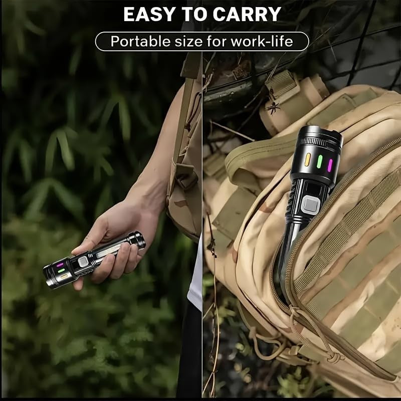 Rechargeable LED Tactical Flashlight - Super Bright Work Light, 2 Pack