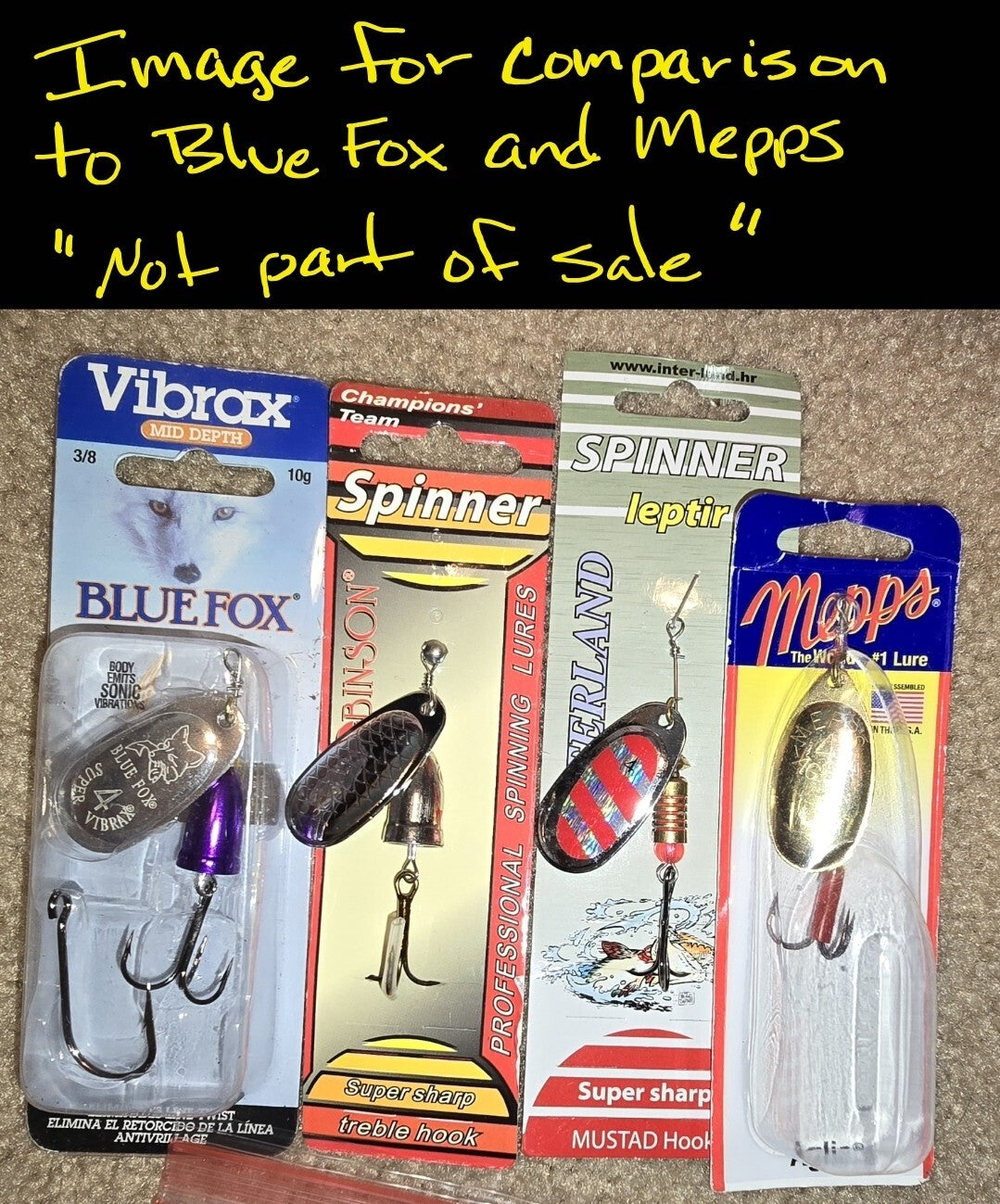 Fishing Spinner Set 4 Pack Robinson #4 12g Approx 7/16oz - Compare To Mepps & Blue Fox