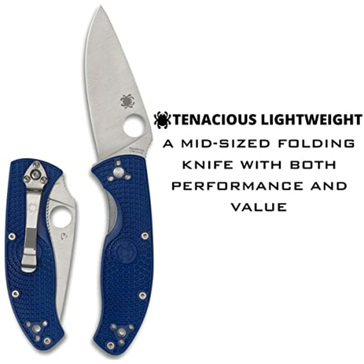 Spyderco Tenacious Folding Knife CPM S35VN Steel Blade, Blue FRN Handle