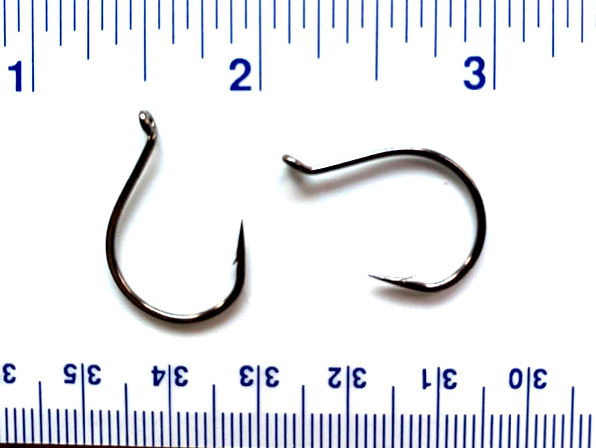 Matzuo Black Chrome Wacky Worm Fish Hooks Size 1 - Wide Gap Octopus Style