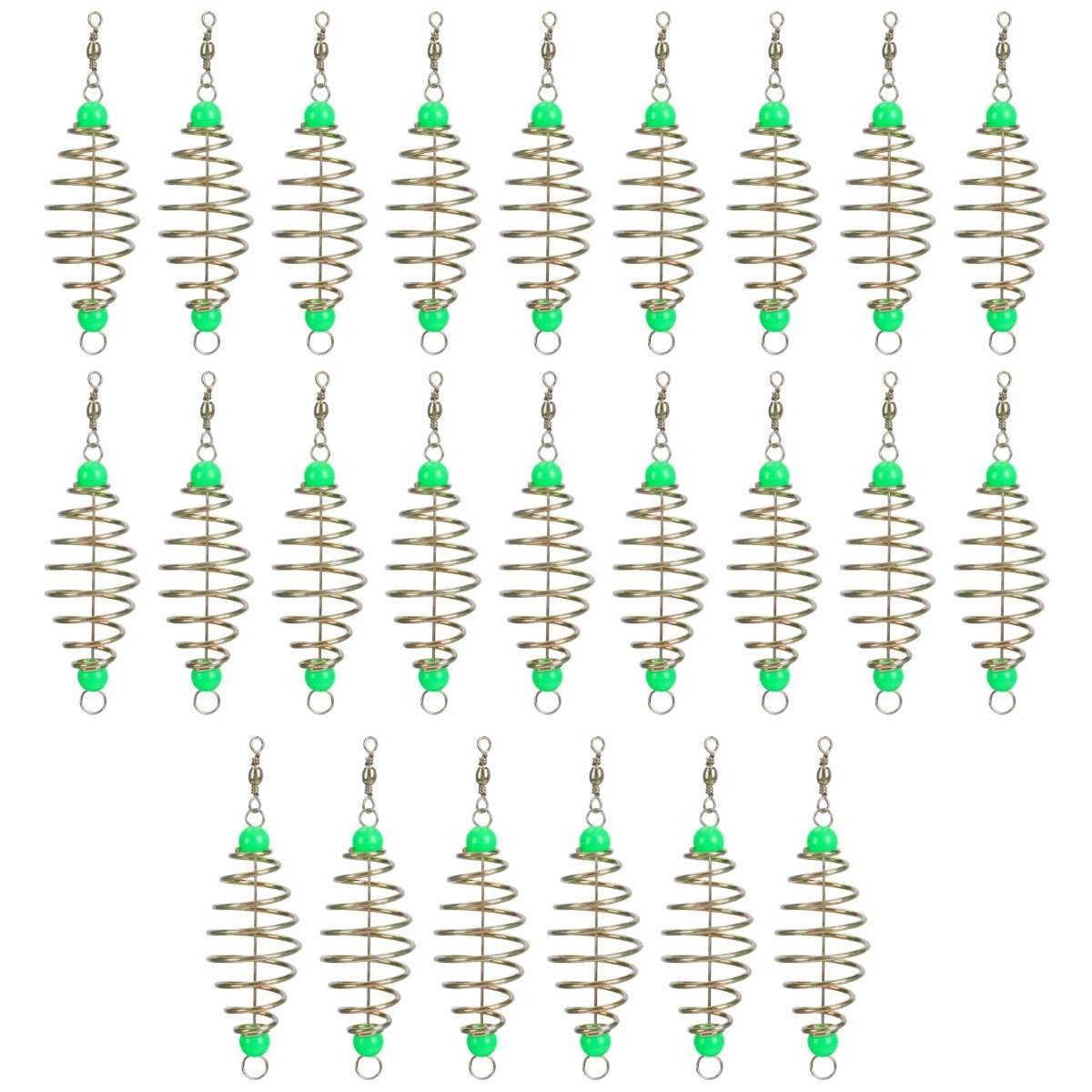 24Pcs Spring Fishing Bait Holders for Carp and Catfish with Luminous Beads
