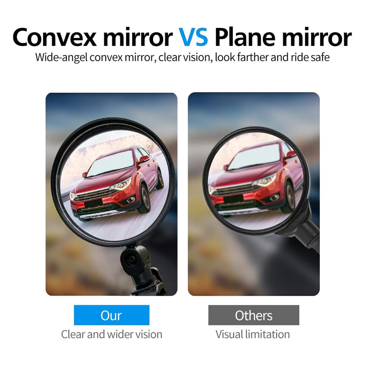 Bike Mirrors 2 Pack - Adjustable Convex Handlebar Rearview Mirrors for Cycling