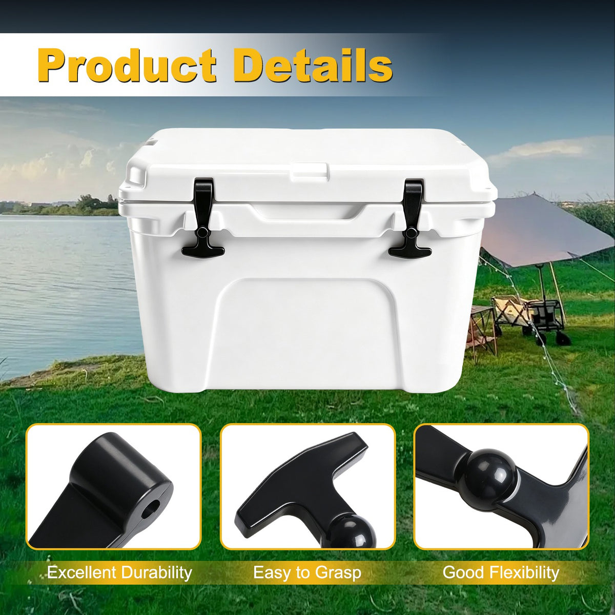 Black Cooler Lid Latches Handle Grips for Yeti RTIC - High Quality Replacement