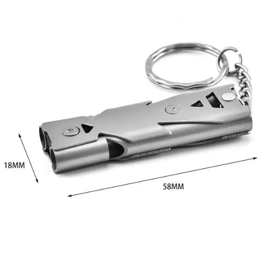 Ultra-Loud Double Tube Survival Whistle Keychain Emergency Tool 180dB