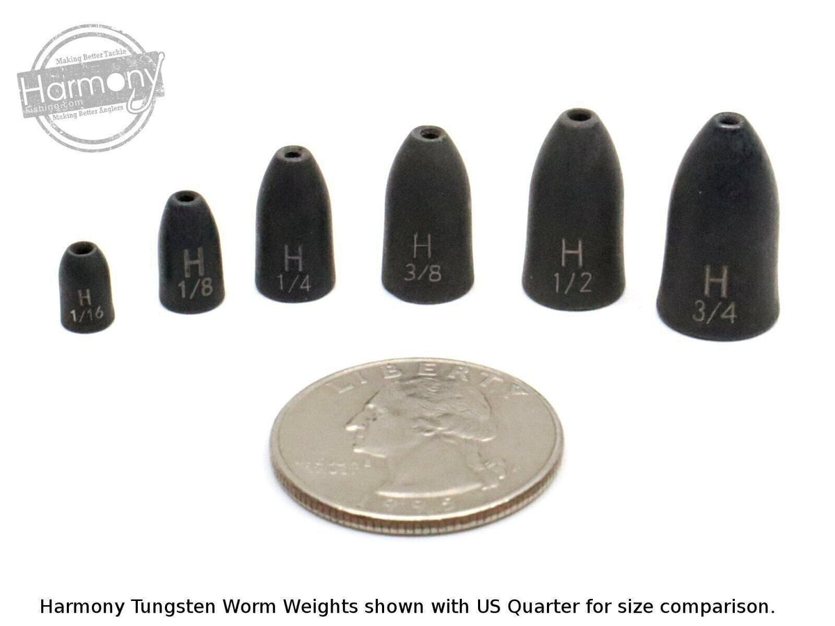 Tungsten Worm Weights for Fishing - Chip-Proof, Includes Weight Pegs, Multiple Sizes