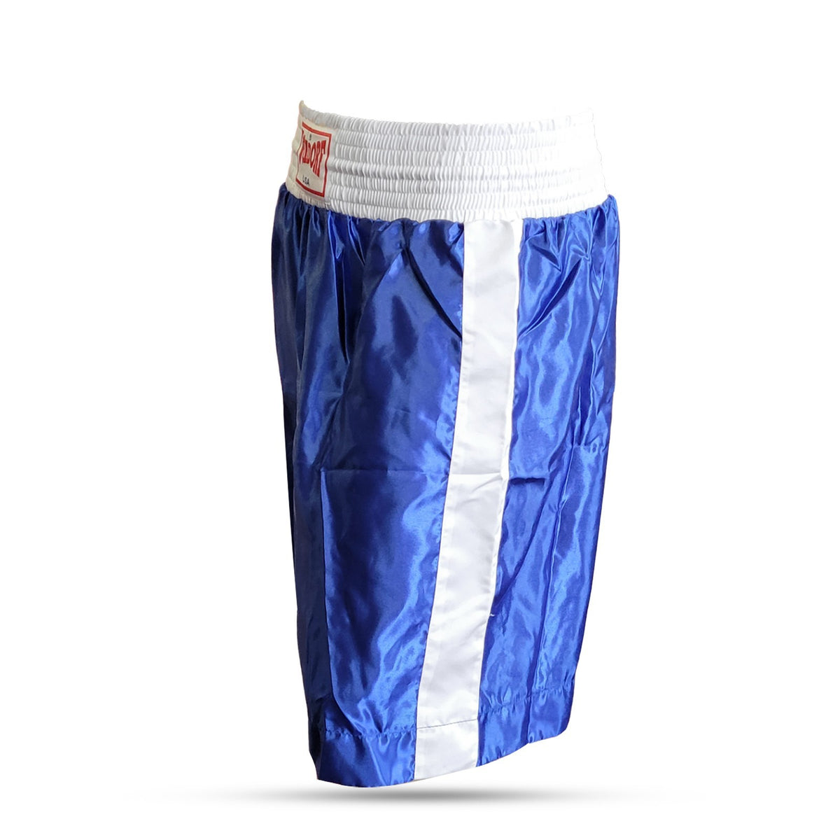Men's Satin Boxing Shorts - Blue & White Kickboxing MMA Training Shorts