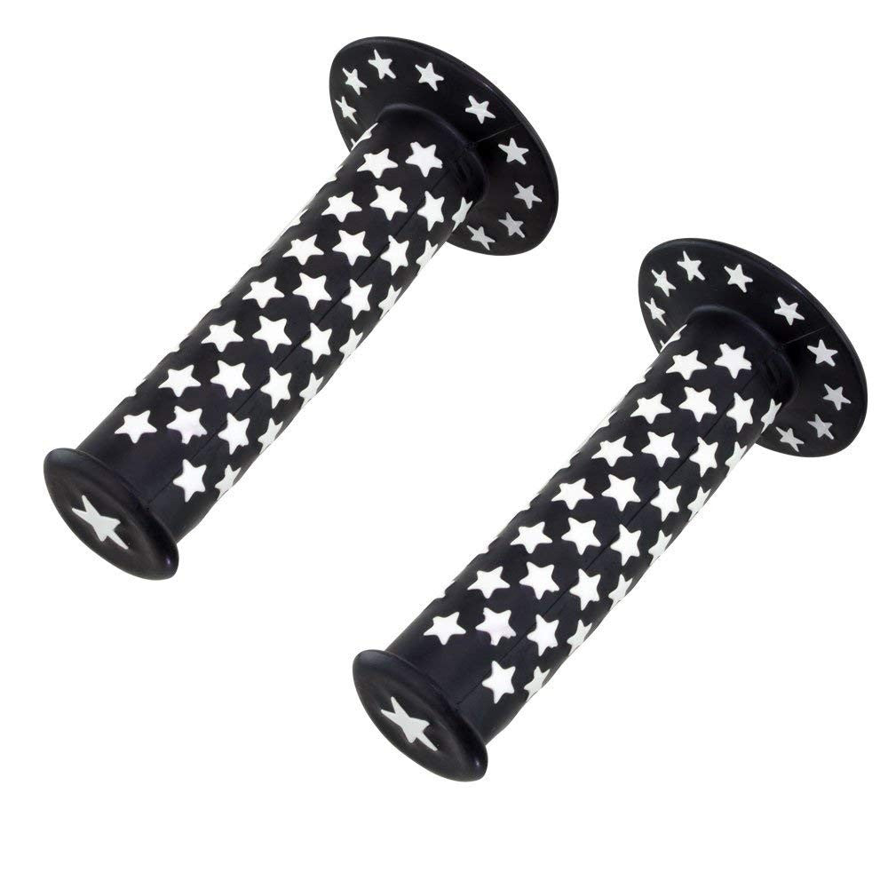 Bicycle Handlebar Grips Black and White Star Pattern Cruiser BMX Old School 120mm