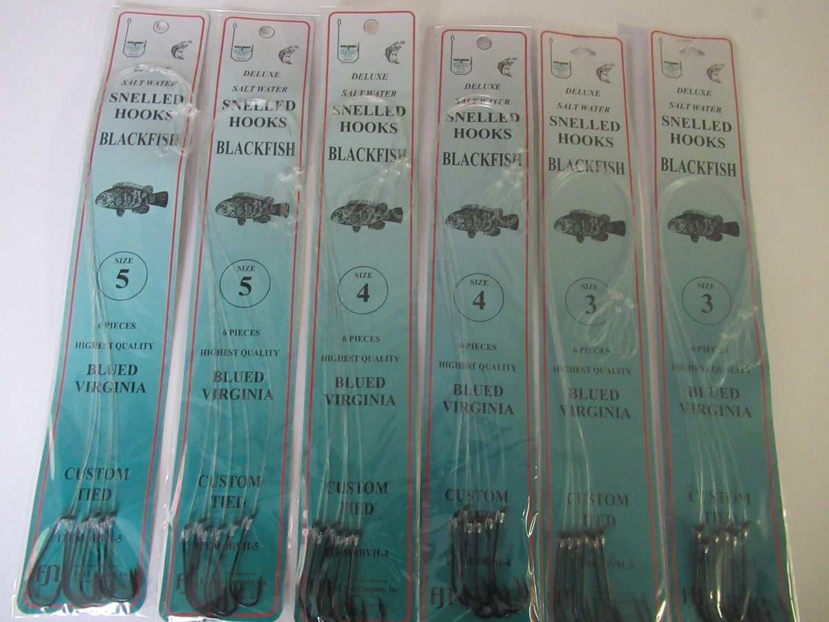 Snelled Fishing Hooks Set - Virginia Blued Blackfish Leader Rigs for Saltwater Fishing