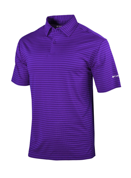 Men's Golf Polo Shirt with Moisture-Wicking & Sun Protection - Purple, Large