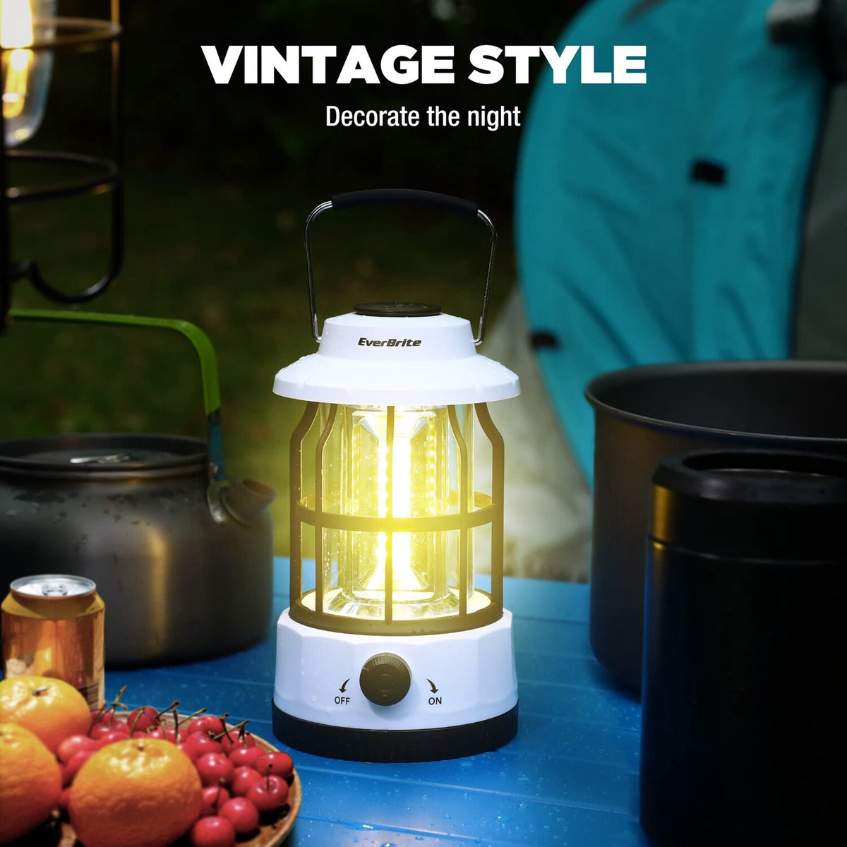 Rechargeable LED Camping Lantern with 250 Lumens and Stepless Dimming