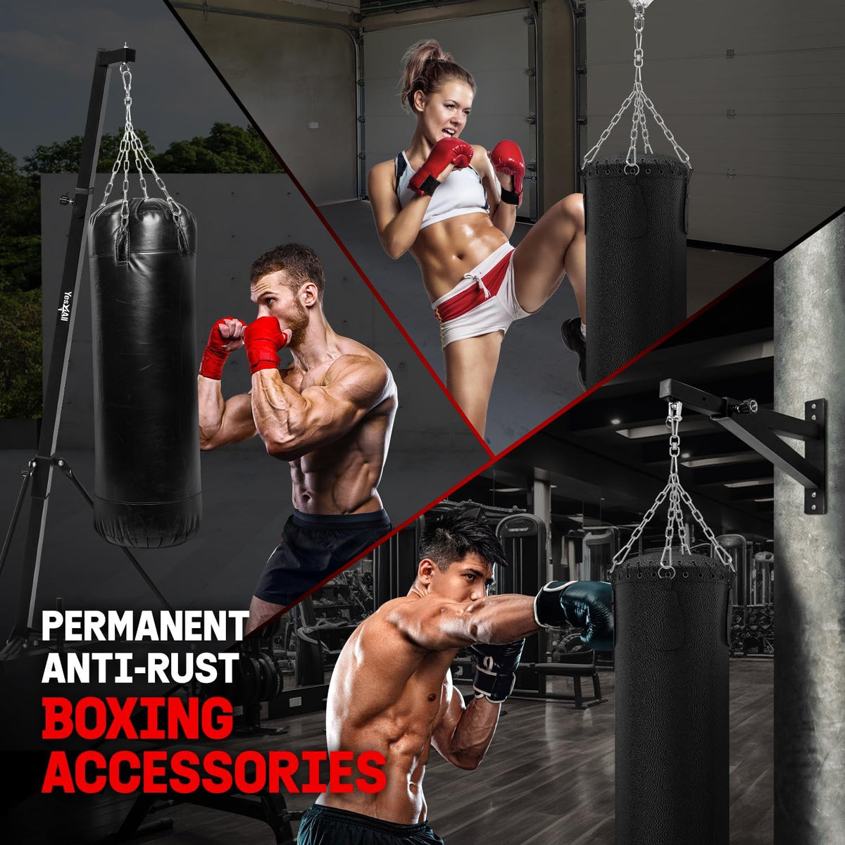 Heavy Duty Punching Bag Hanger with Spring Supports Up to 150 lbs
