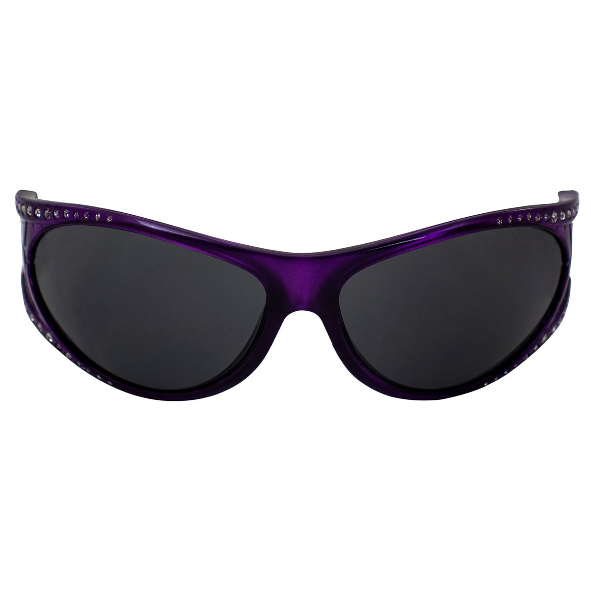 Women’s Wraparound Motorcycle Sunglasses with Purple Frame & Smoke Lenses