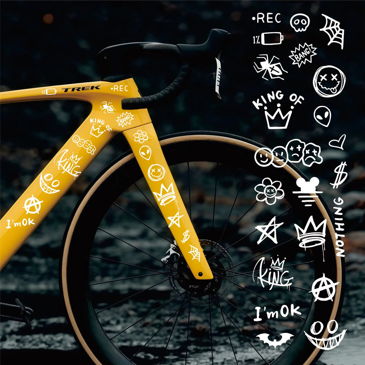 Waterproof Reflective Graffiti Bicycle Stickers for Frame & Top Tube