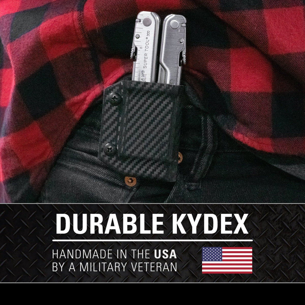 Kydex Multitool Sheath for Leatherman Supertool 300 - USA Made, Adjustable Carrying