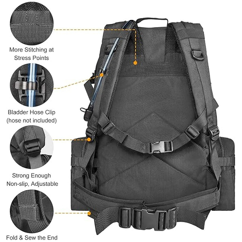 Large Waterproof Tactical Backpack with Molle System for Camping & Hiking