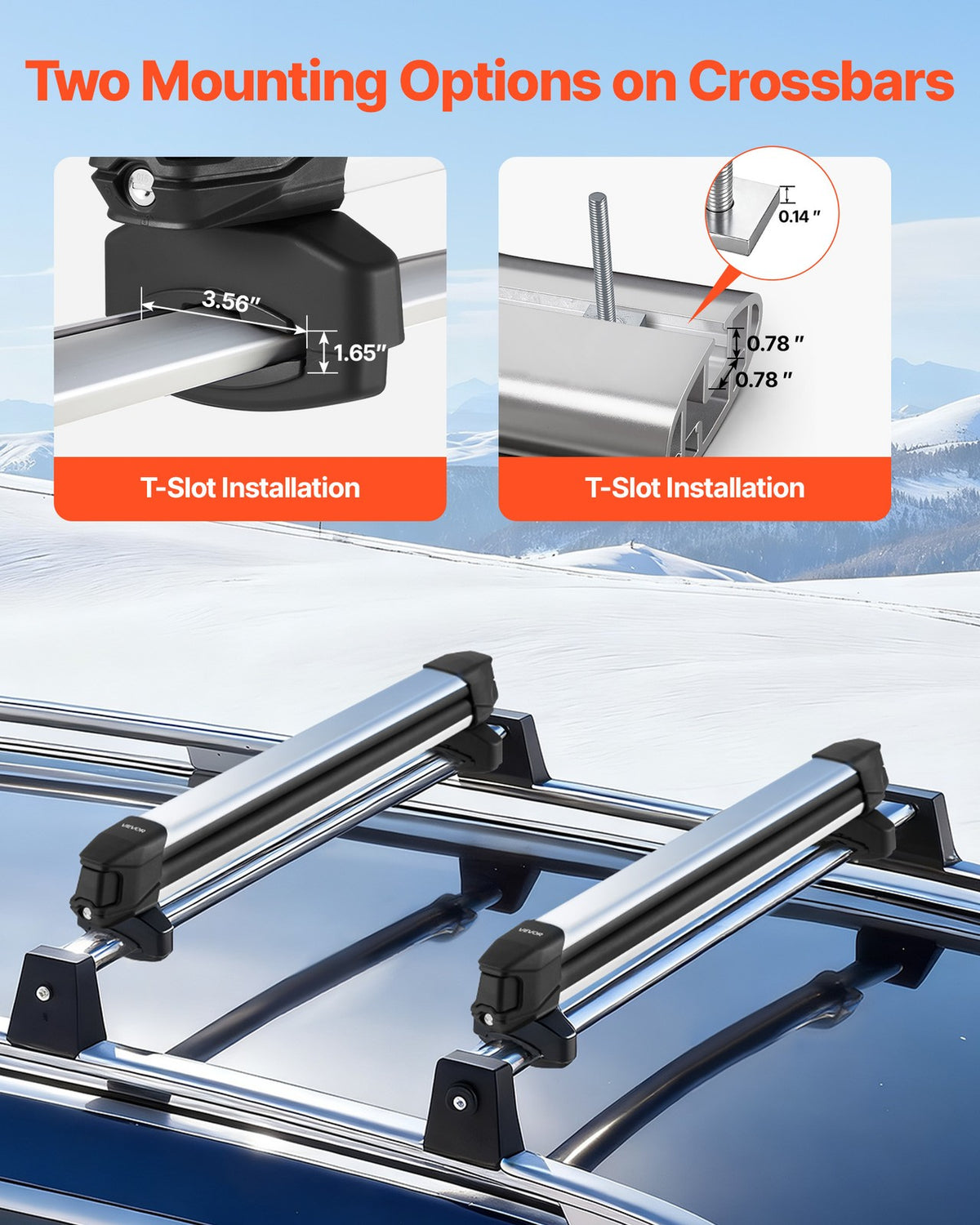 Universal Ski Snowboard Roof Rack Carrier Fits 6 Skis or 4 Snowboards