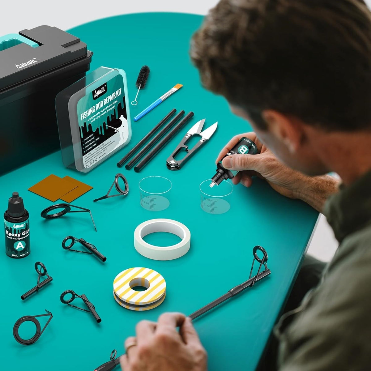 Fishing Rod Repair Kit - Complete 3-in-1 Supplies for Rod Tips & Guide Eyelets