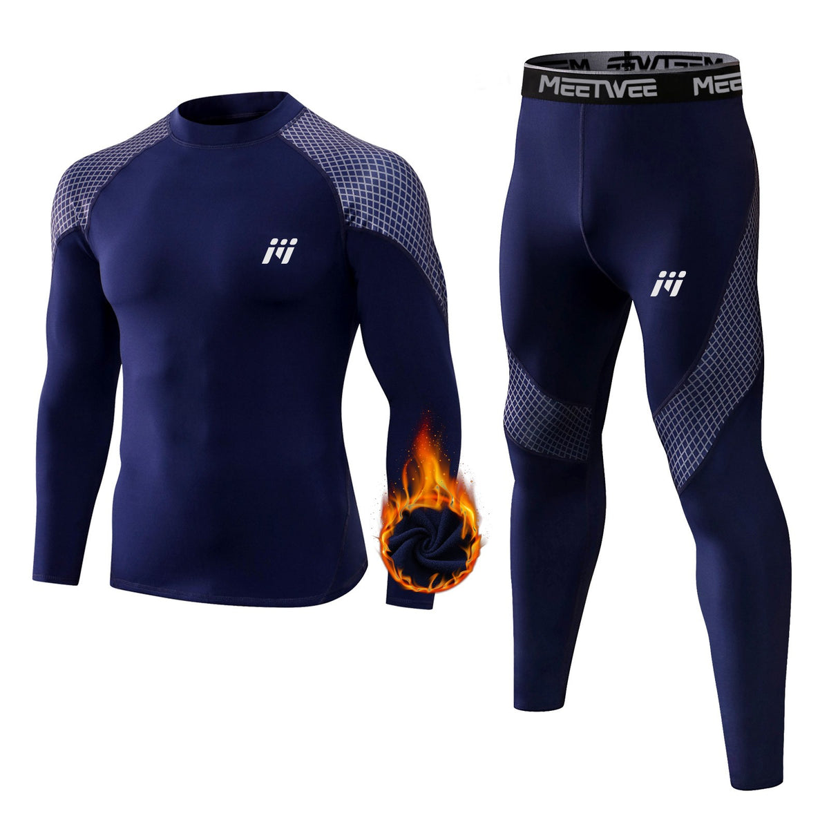 Men's Winter Fleece-Lined Thermal Long Johns Set Warm Underwear