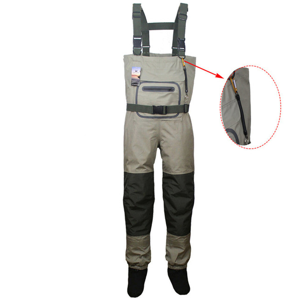 Breathable Waterproof Fly Fishing Chest Waders with Adjustable Suspenders