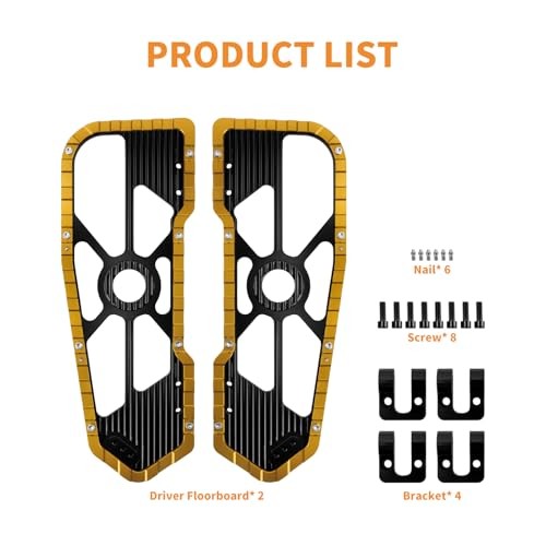 Harley Motorcycle Driver Floorboard Pegs - CNC Aluminum Footboards with Anti-Slip Surface, Yellow & Black Finish
