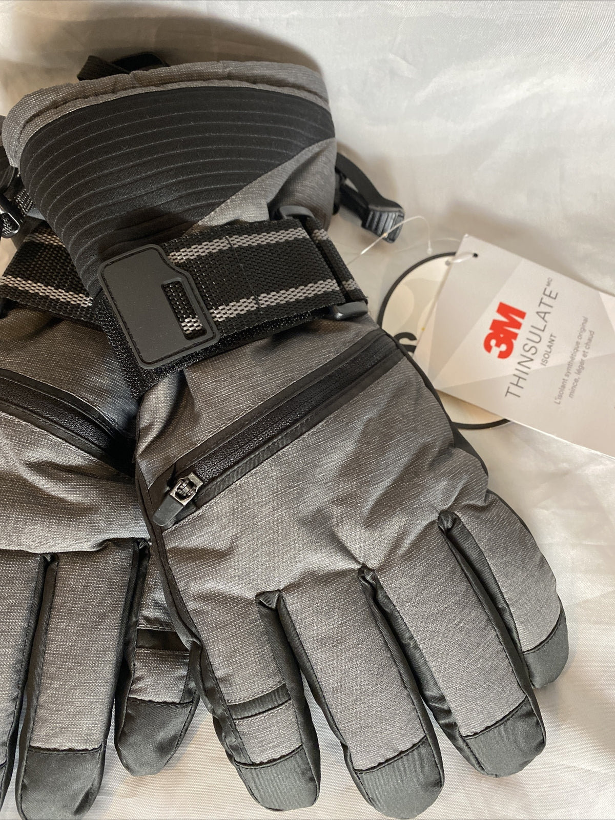 3M Thinsulate Solaris Gray Ski Gloves Size L Winter Snowboarding Gear