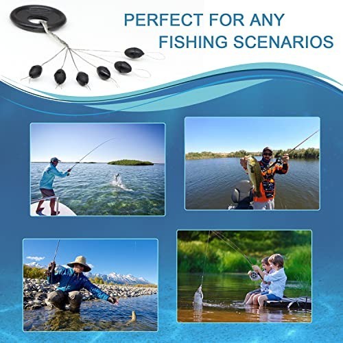 720pcs Fishing Rubber Bobber Stops Set - Black Oval Floats for Float & Bottom Fishing