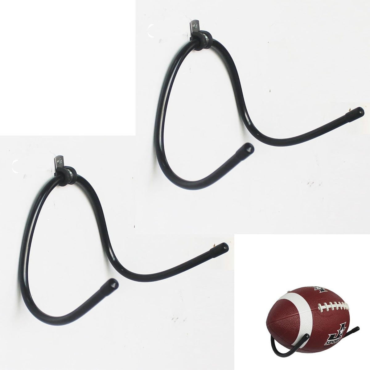 Wall Mount Football Rack Holder Display Storage Case Black Metal