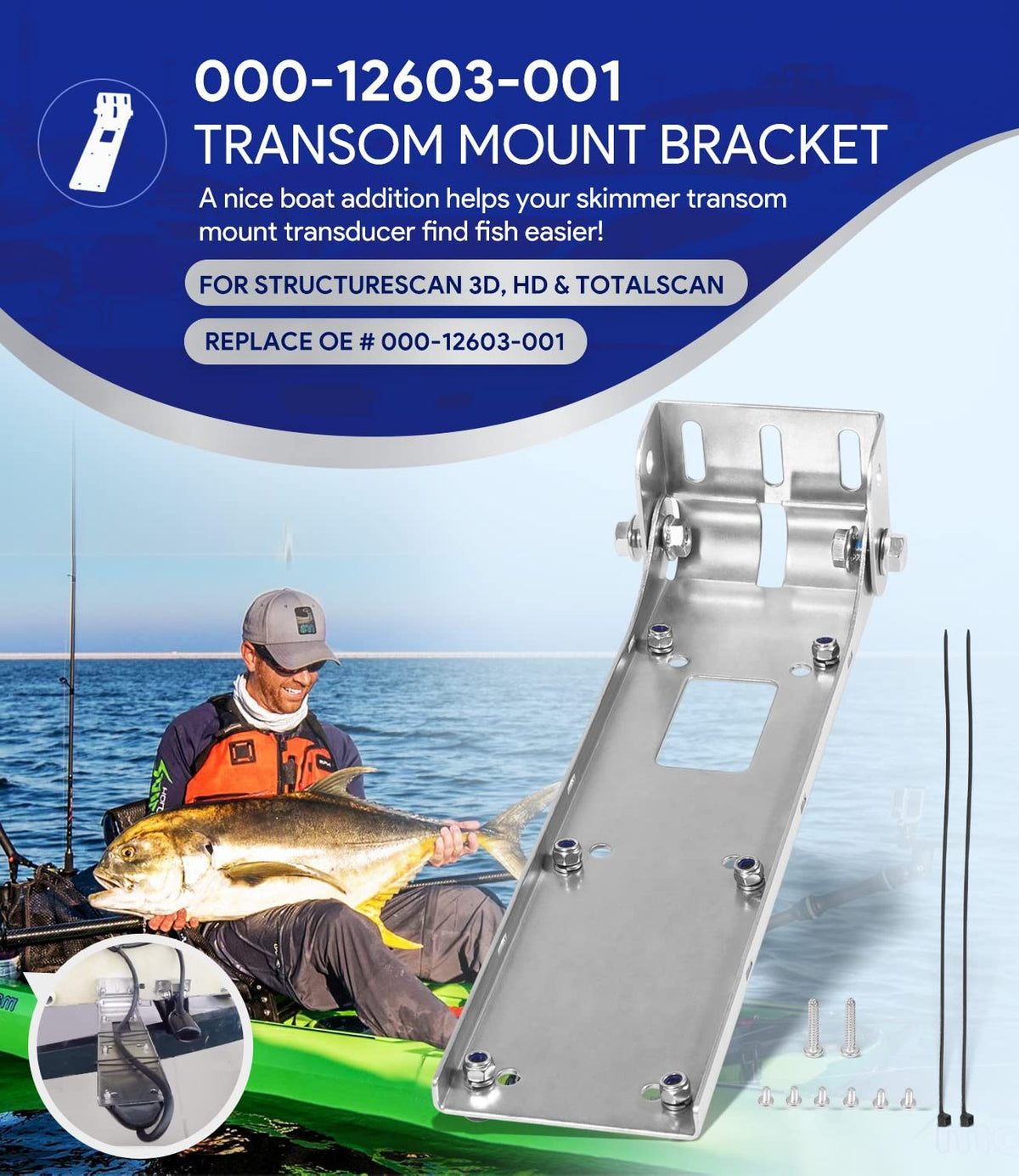 Transom Transducer Mount Bracket for StructureScan 3D Fish Finder