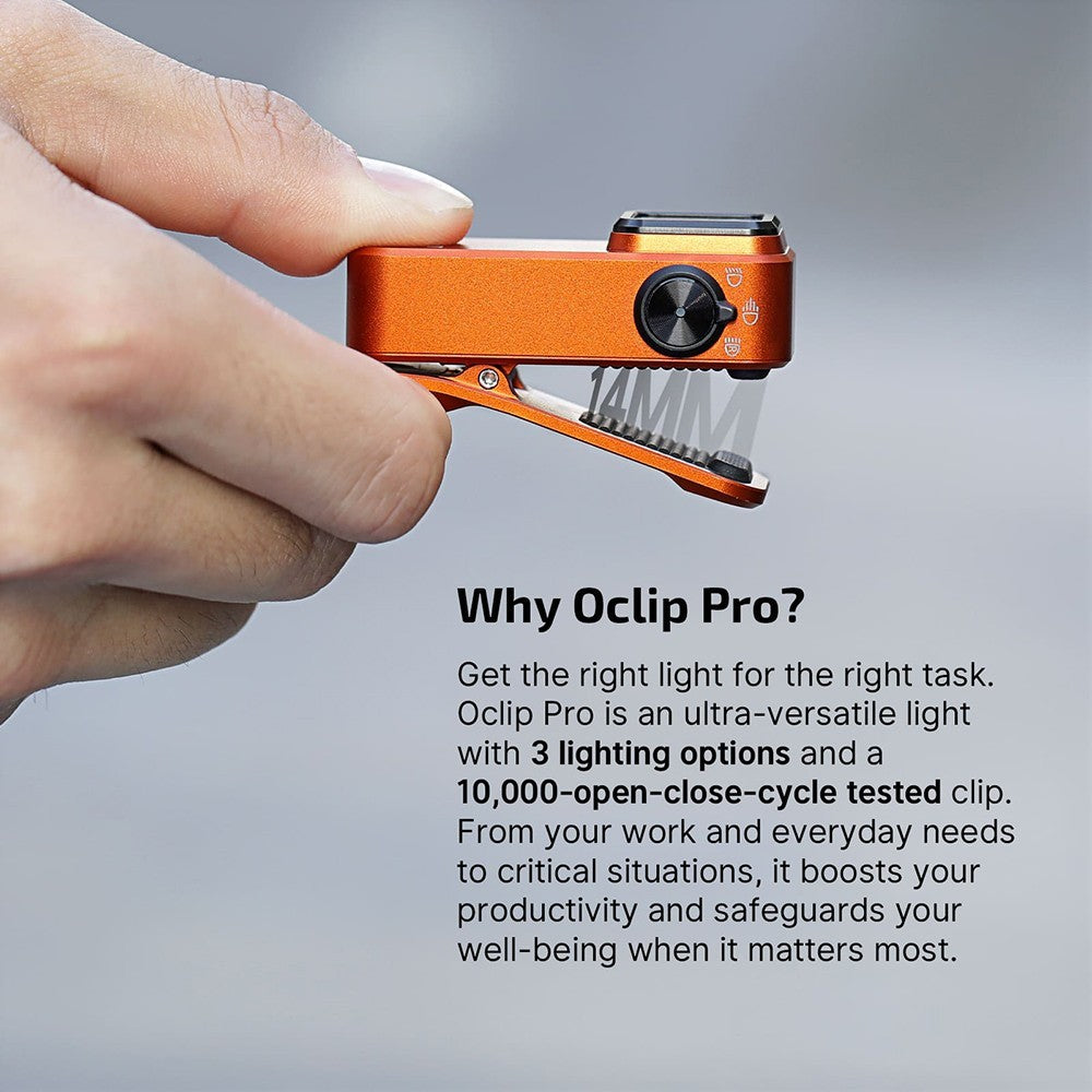 Olight Oclip Pro Clip-On Flashlight with 500 Lumens, Orange Edition