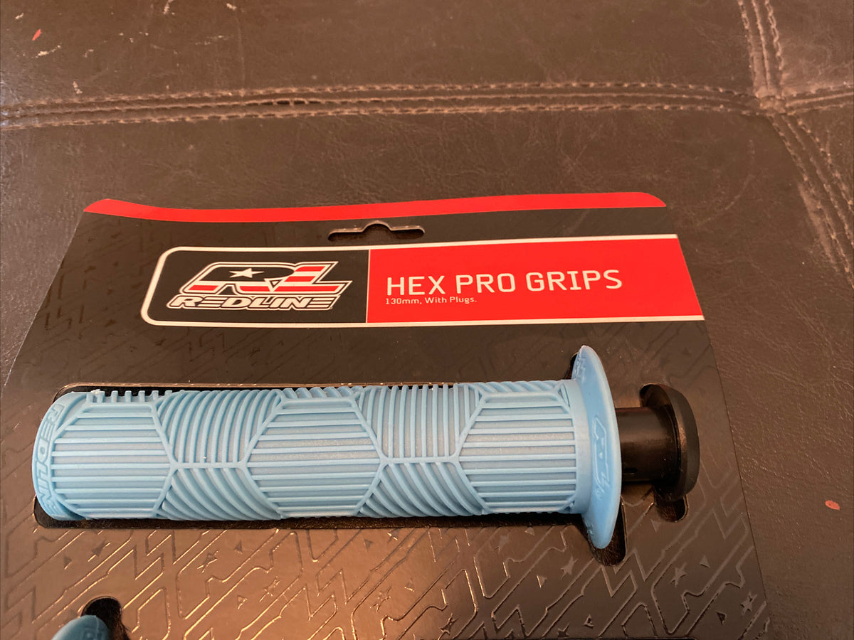 BMX Handlebar Grips with Plugs - Light Blue 130mm