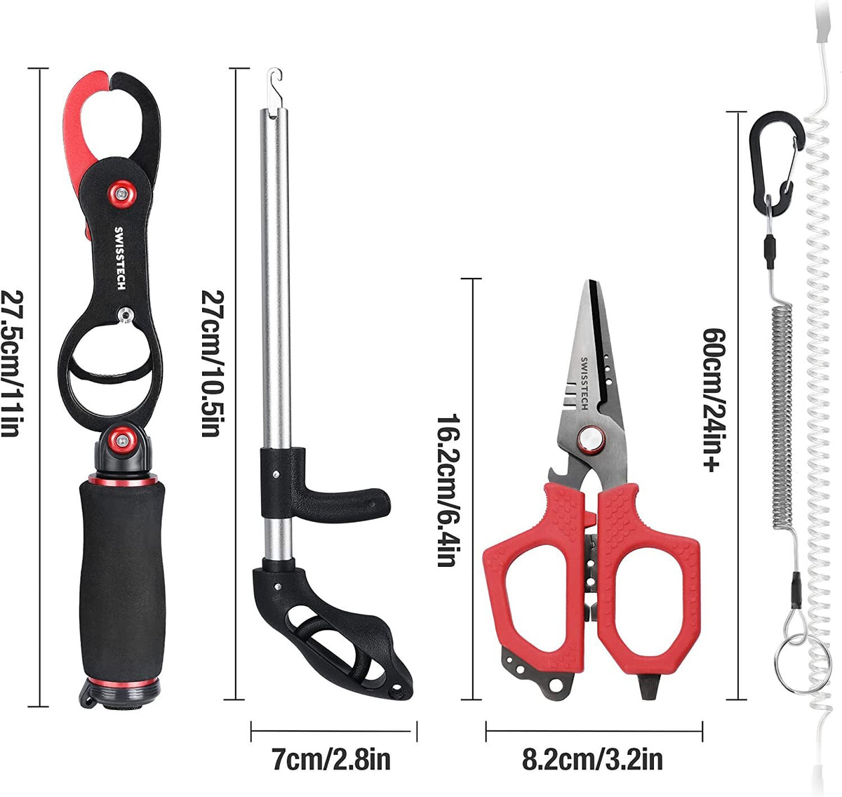 Fishing Tool Kit with Fish Lip Gripper Scale and Accessories - Lightweight, Corrosion-Resistant