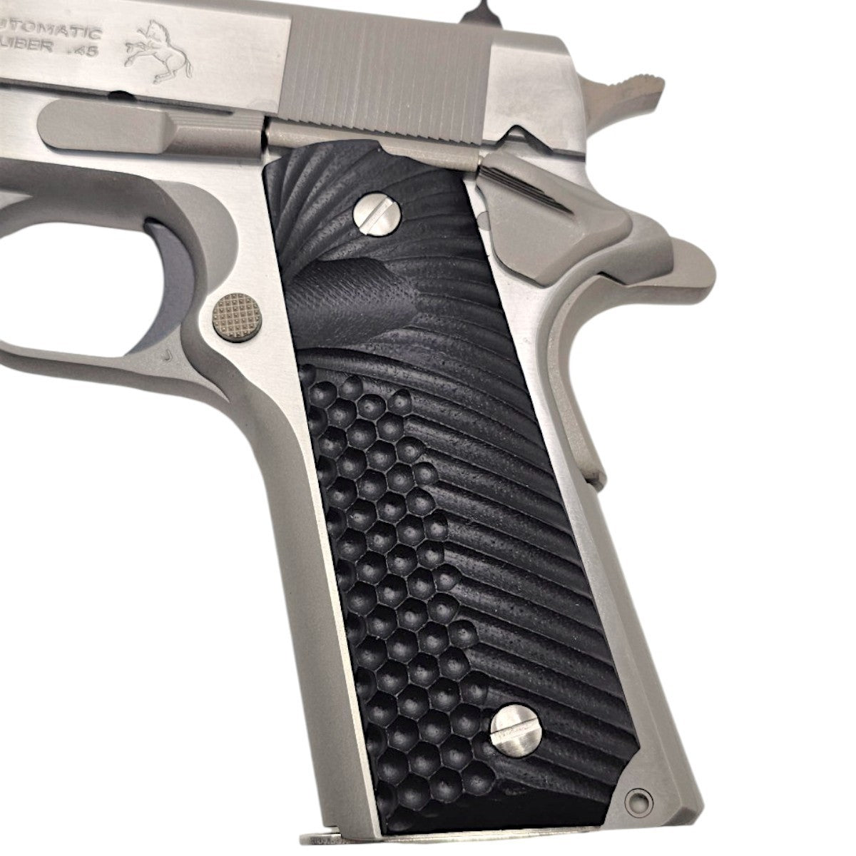 1911 Pistol Grips G10 Sunburst Texture Full Size Ambidextrous Black
