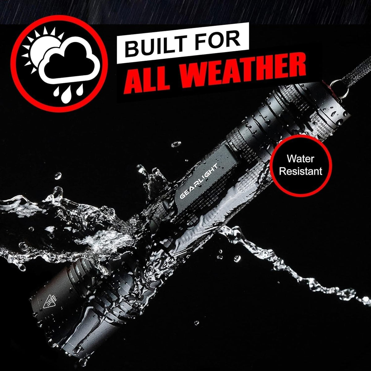 Mid-Size Tactical LED Flashlight 1200 Lumens Waterproof & Zoomable
