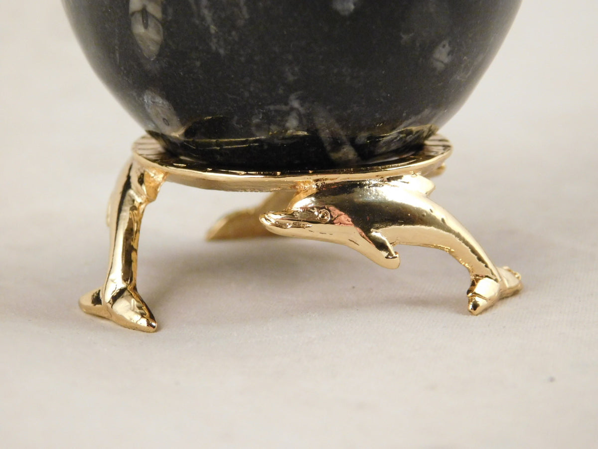 Small Gold Dolphin Sphere Display Stand for Collectibles and Decorations