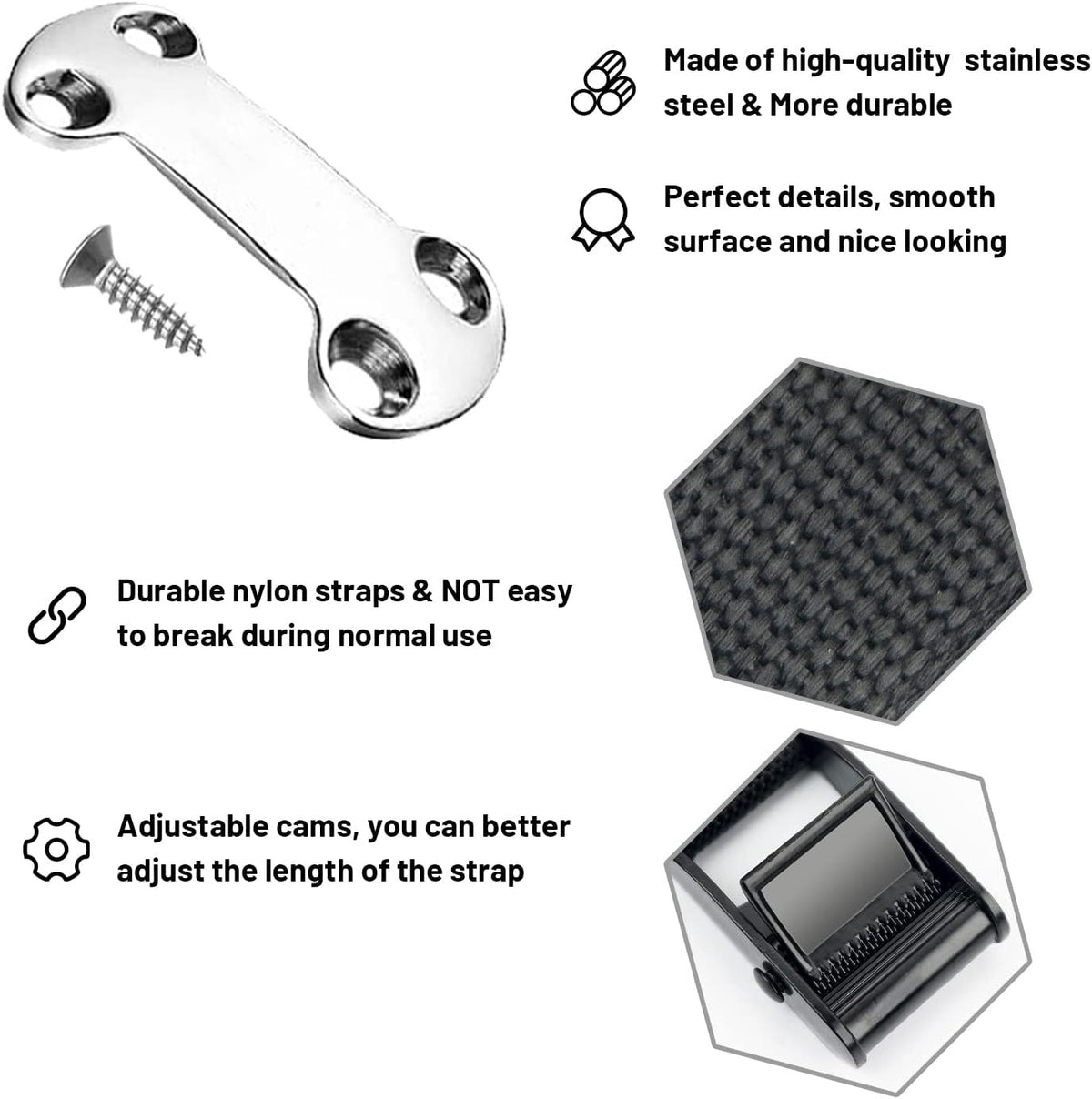 Cooler Tie Down Kit for YETI and RTIC Coolers - Adjustable Nylon Straps