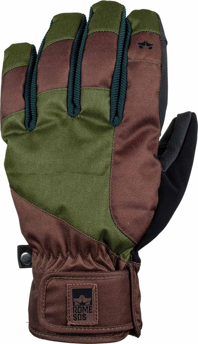 Men's Snowboard Gloves Waterproof Insulated Brown Green Large