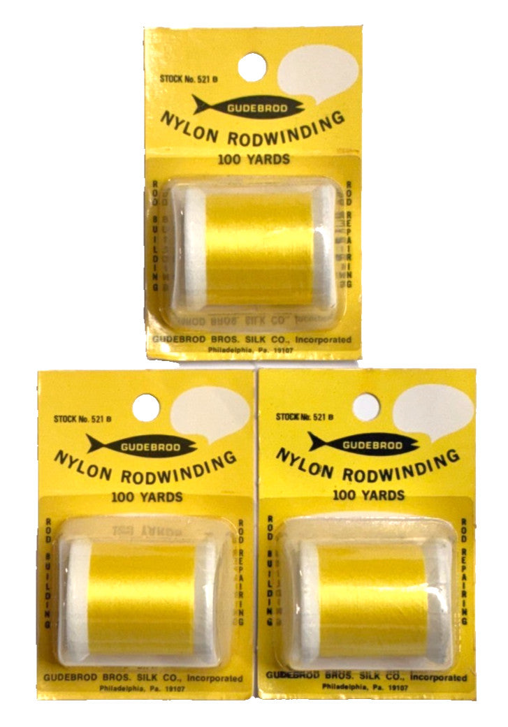 Set of 3 Yellow Nylon Thread Spools - Fine Type A for Fly Fishing