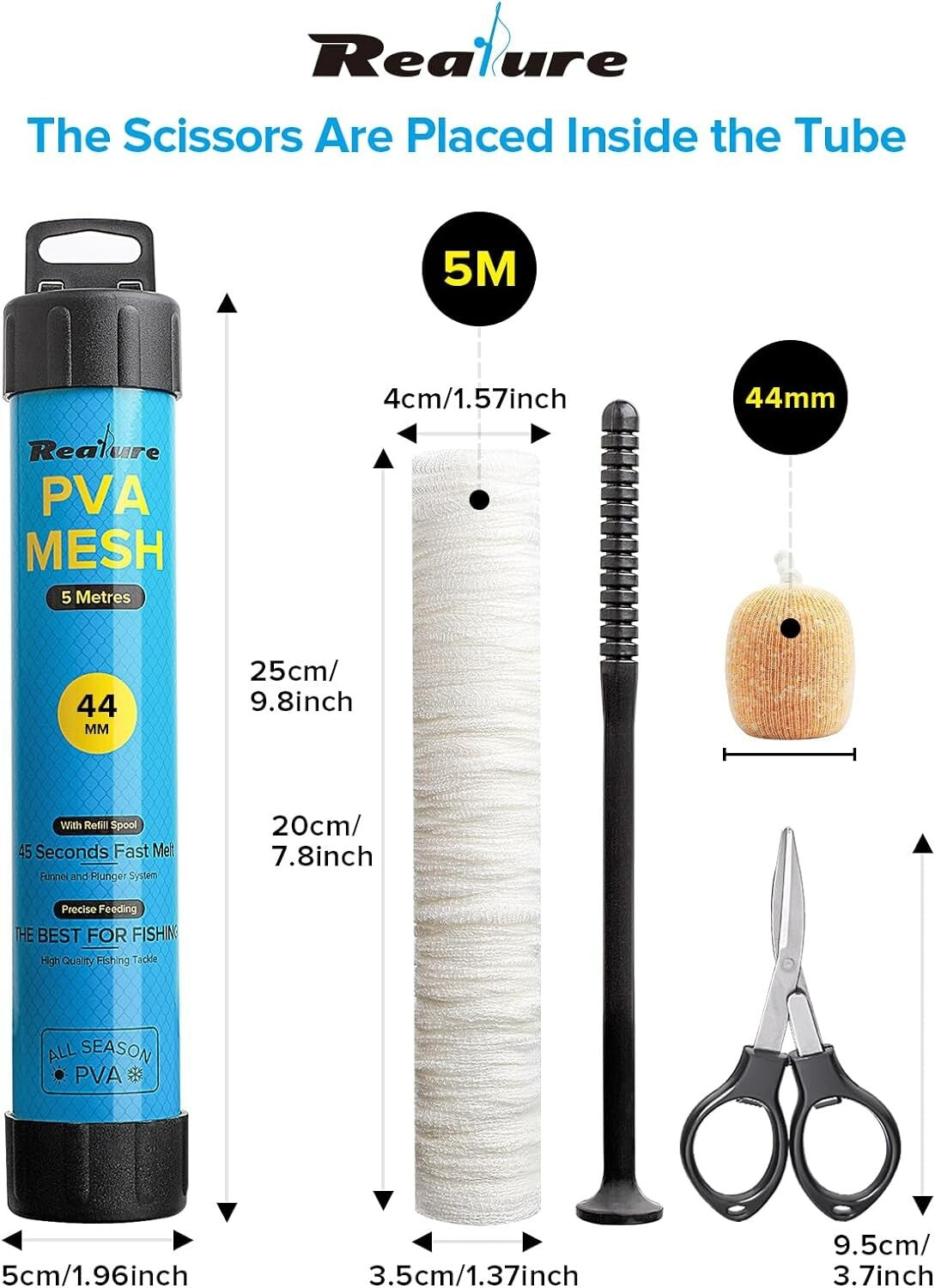 PVA Mesh Kit Set for Carp Fishing with Scissors & Funnel - 5m & 15m Variants