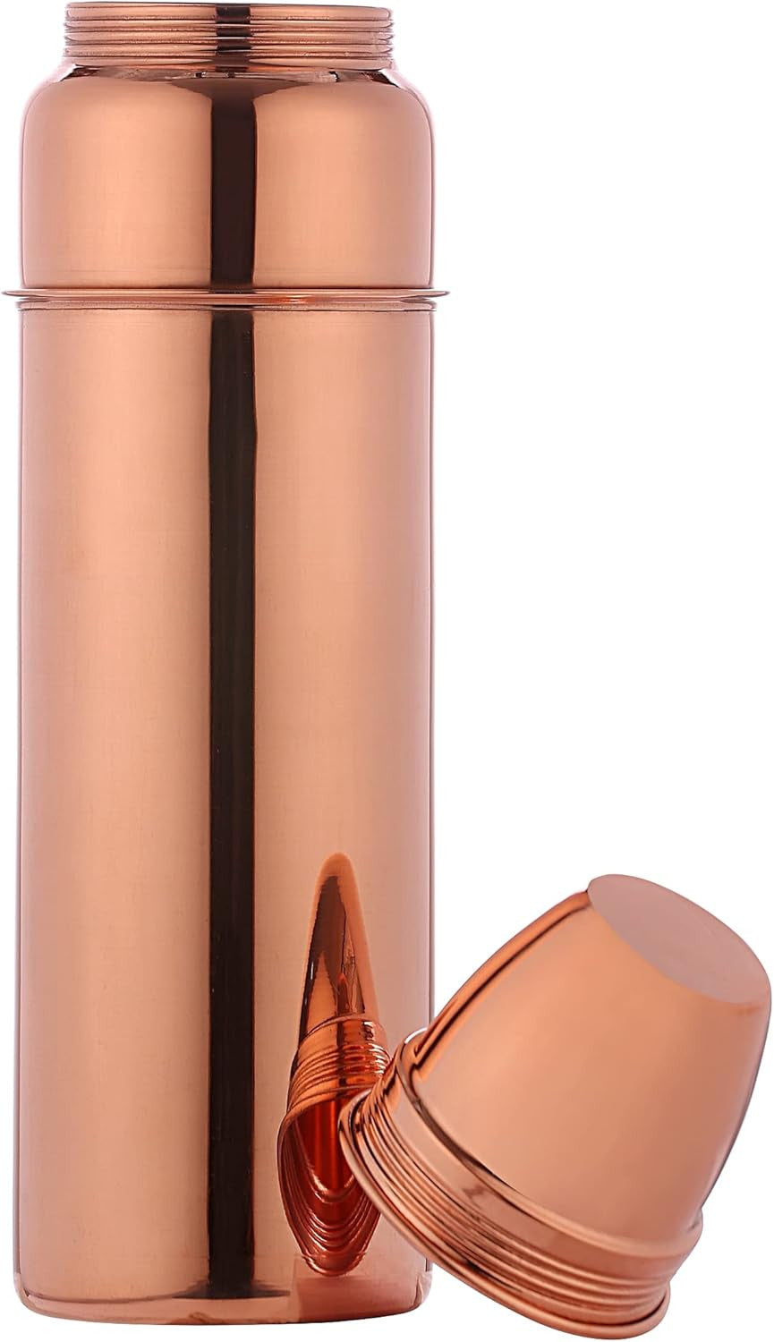 Pure Copper Water Bottle 900ml with Cup Unlined & Lacquer-Free