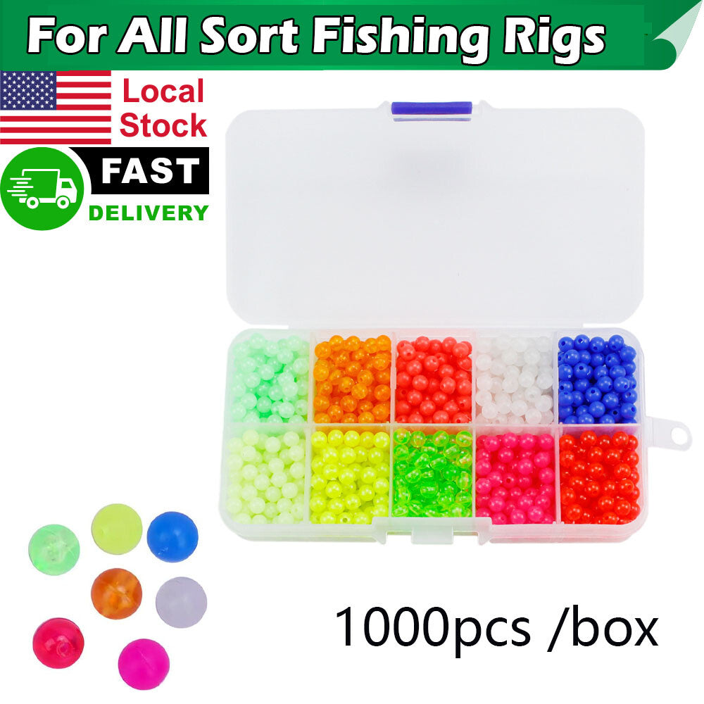 1000Pcs Glow Fishing Beads Set for Night Fishing Tackle Rig Making