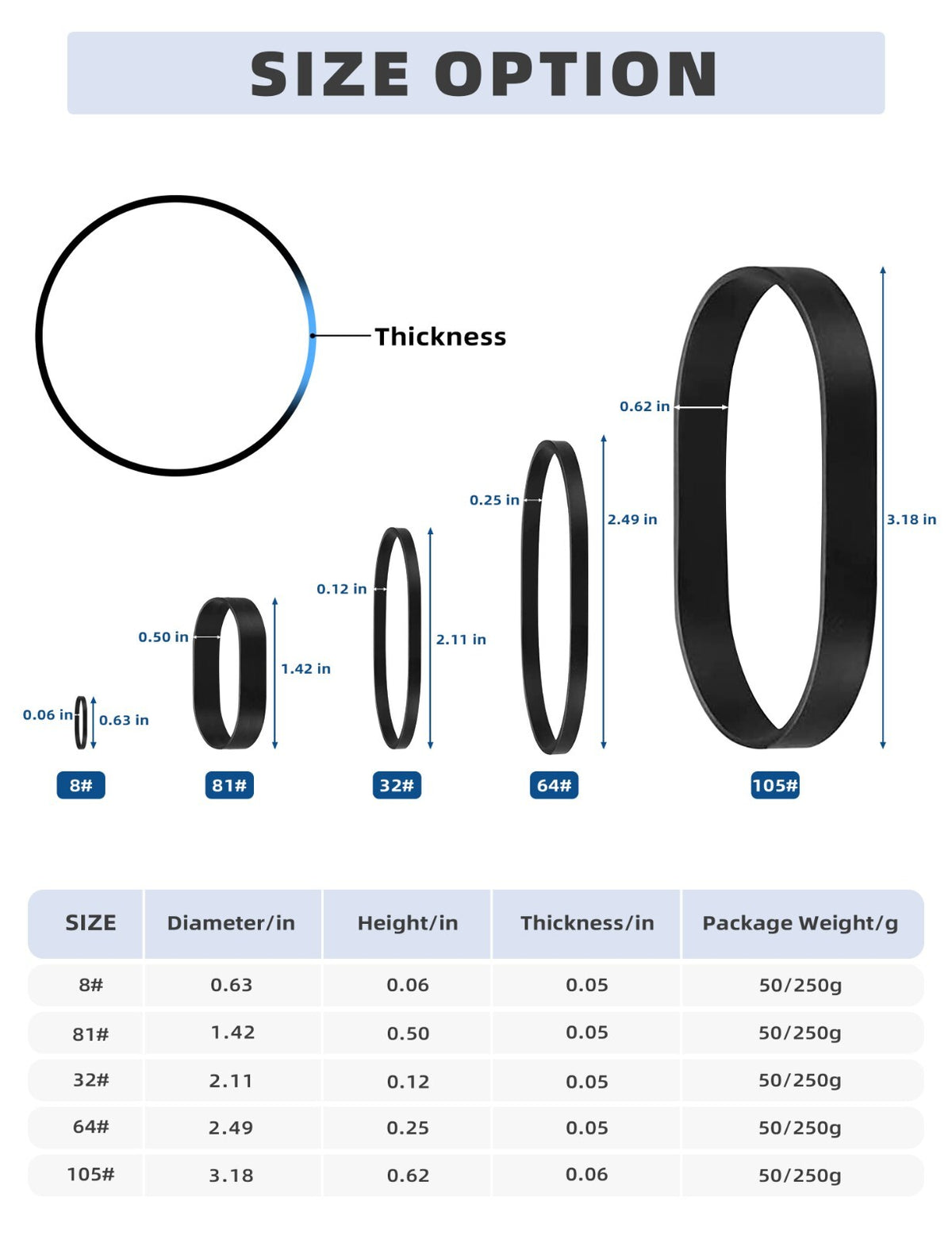 Fishing Rigging Bands Elastic Rubber Bands for Bait Securement - Multiple Sizes
