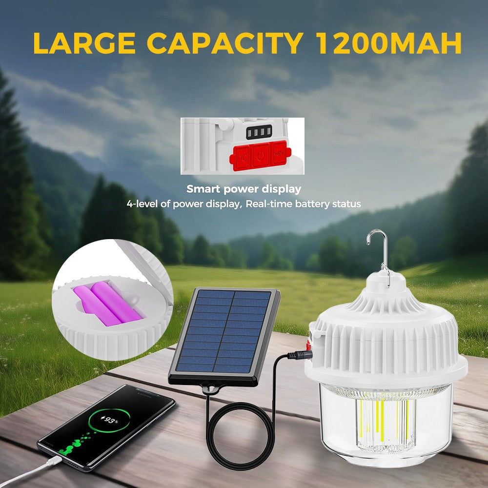 Solar Portable Rechargeable LED Camping Lantern with USB Charger - All Variants